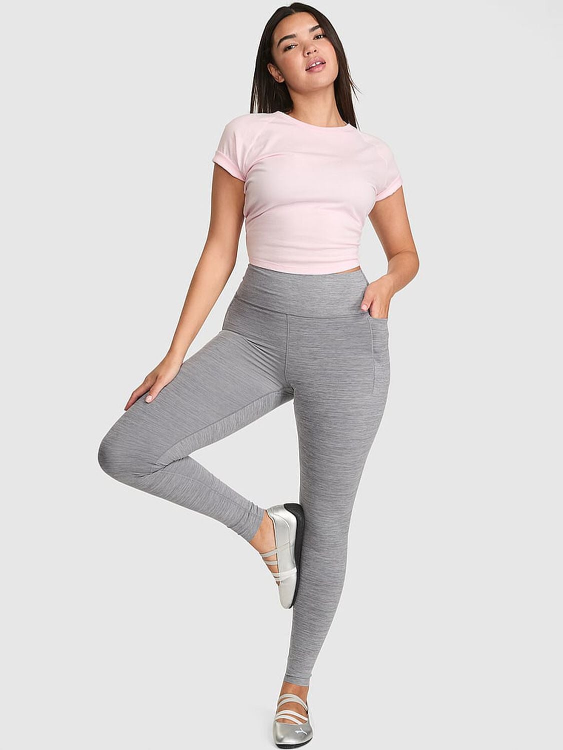vs Pink PINK Relay&trade; Leggings Night Owl Grey 1 of 2 