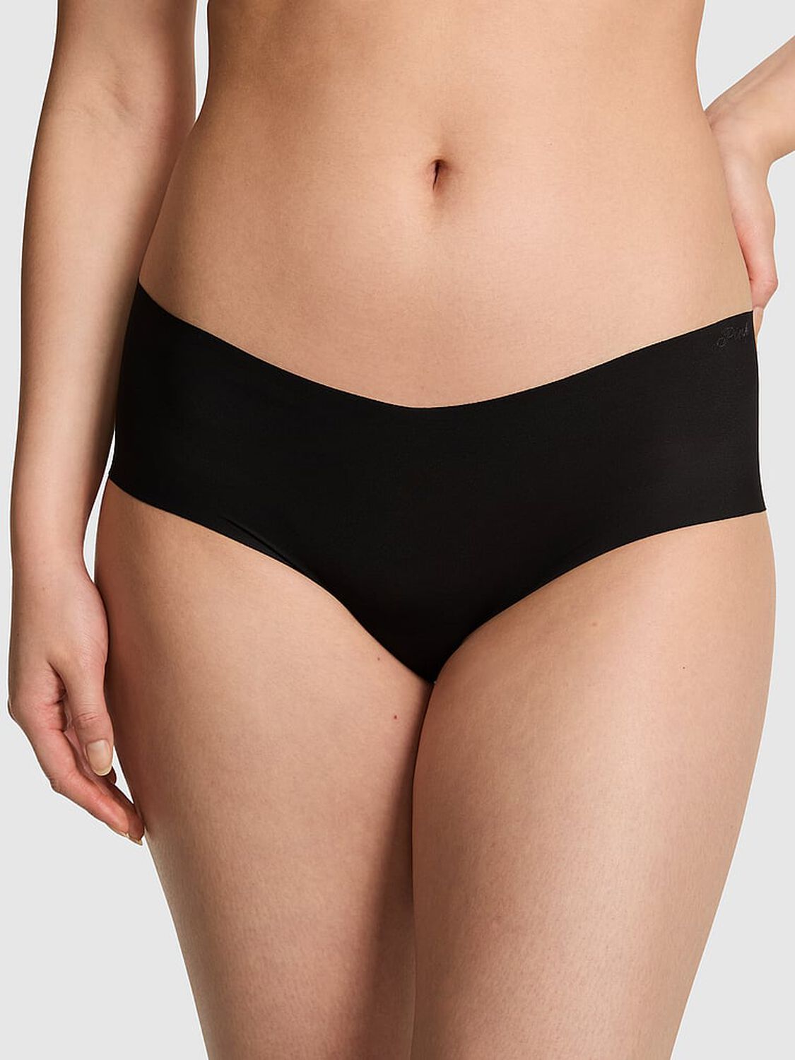 vs Pink No-Show Cheeky Panty Black 1 of 4 
