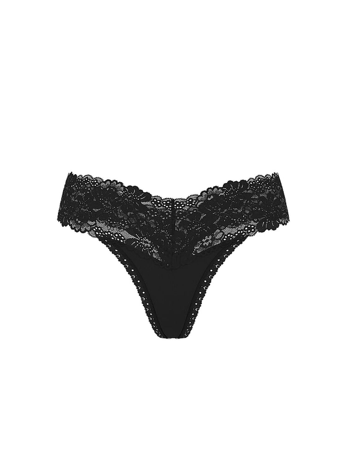 vs Pink Wink Lace-Trim Thong Panty Black 3 of 3 