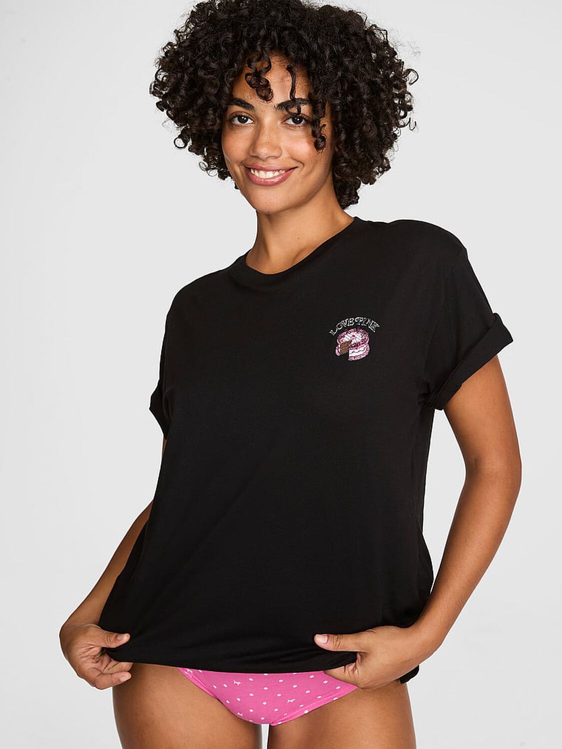 pink Pink Campus Cotton&trade; Tee Pure Black 1 of 3 