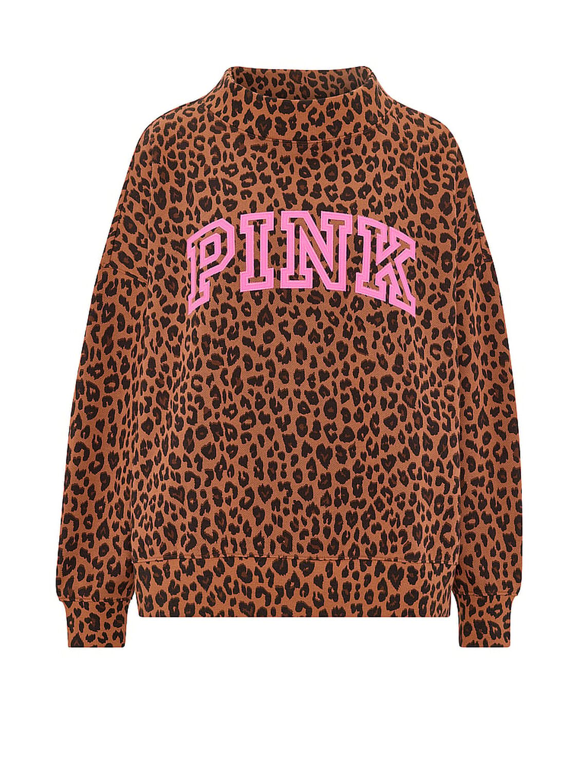 vs Pink Campus Fleece&trade; Oversized Mock-Neck Sweatshirt Leopard 3 of 3 