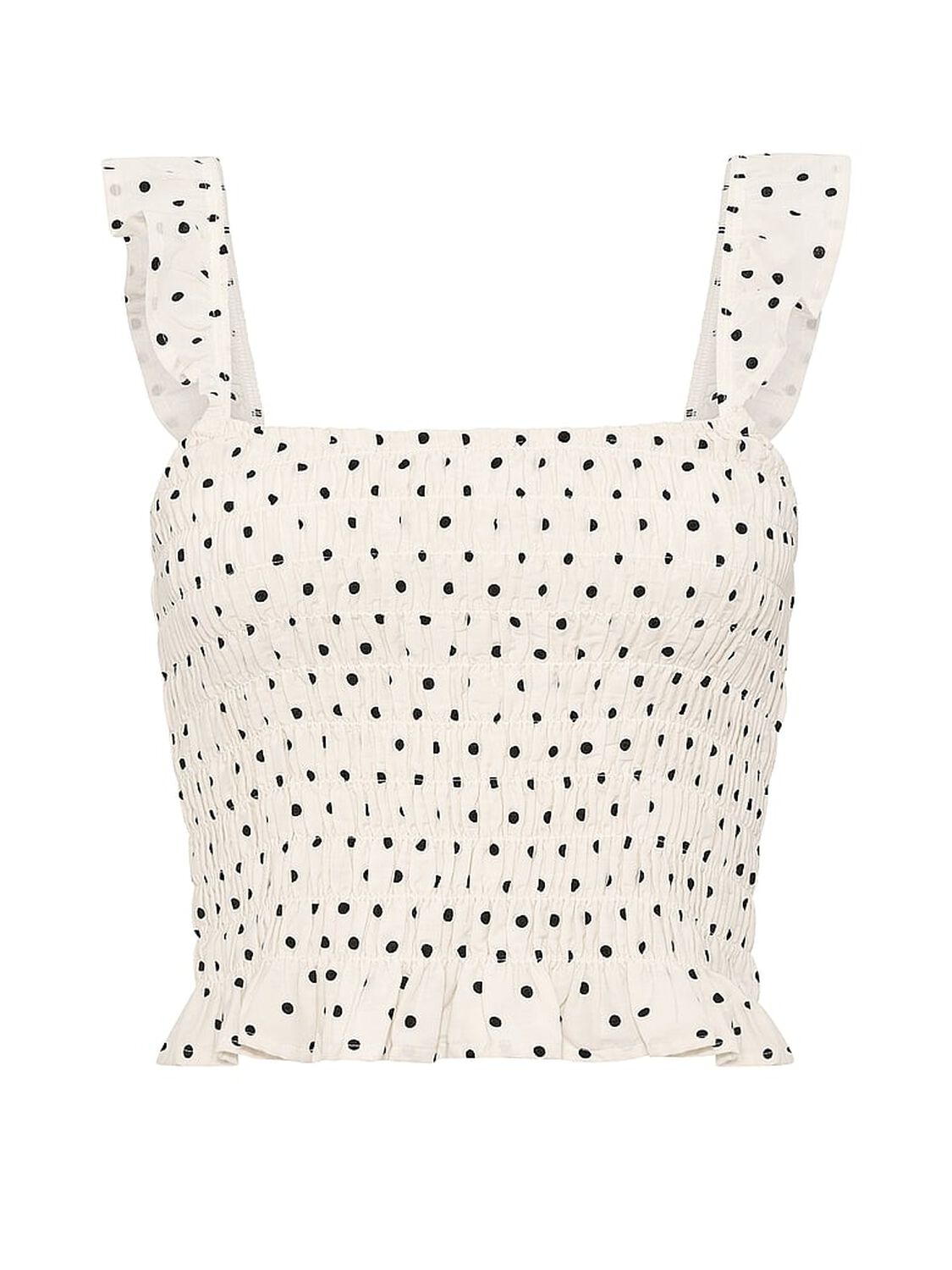 vs Pink Flirty Fit Smocked Tank Top White Dot 3 of 4 