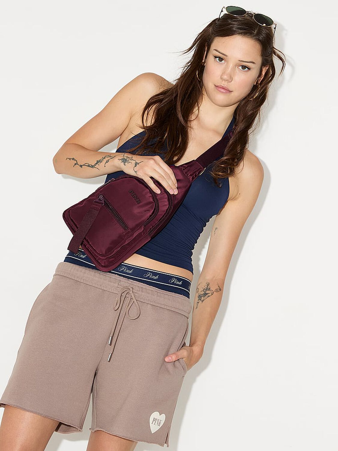 vs Pink Nylon Sling Backpack Wild Rose 3 of 4 