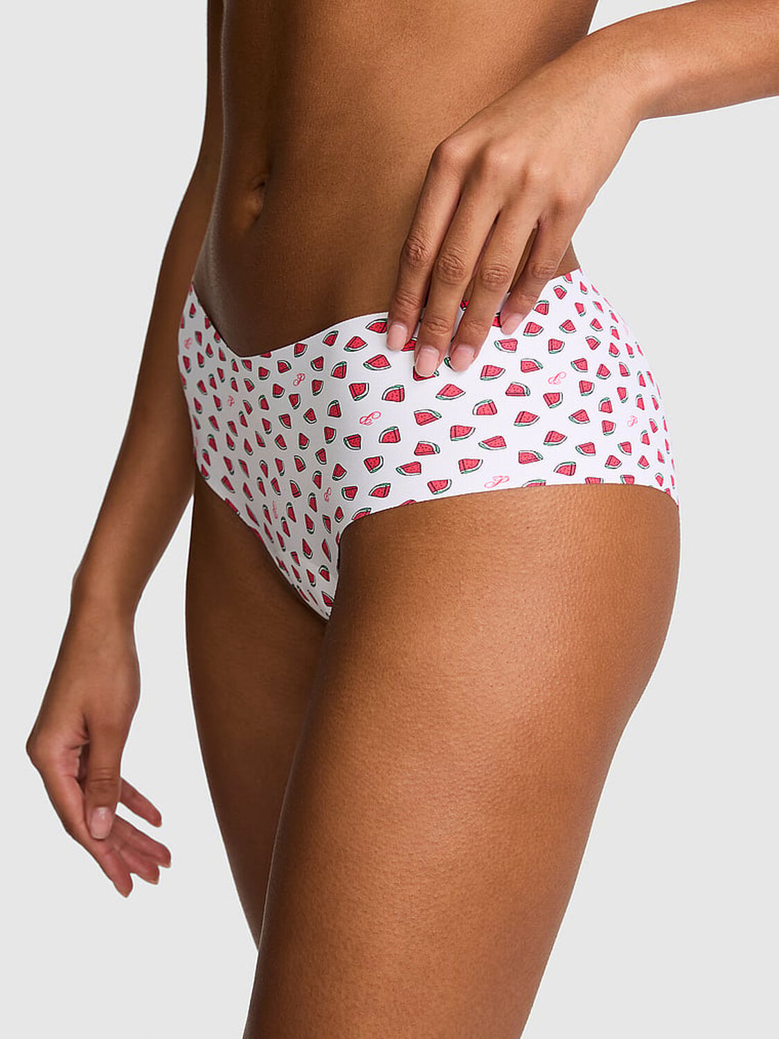 vs Pink No-Show Cheeky Panty Vs White Watermelon Print 1 of 2 