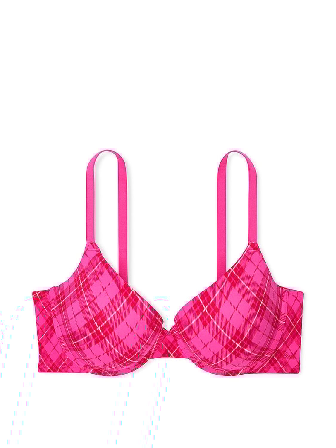 vs Pink Wear Everywhere Wear Everywhere Push-Up Bra Pink And Red Plaid Print 3 of 3 