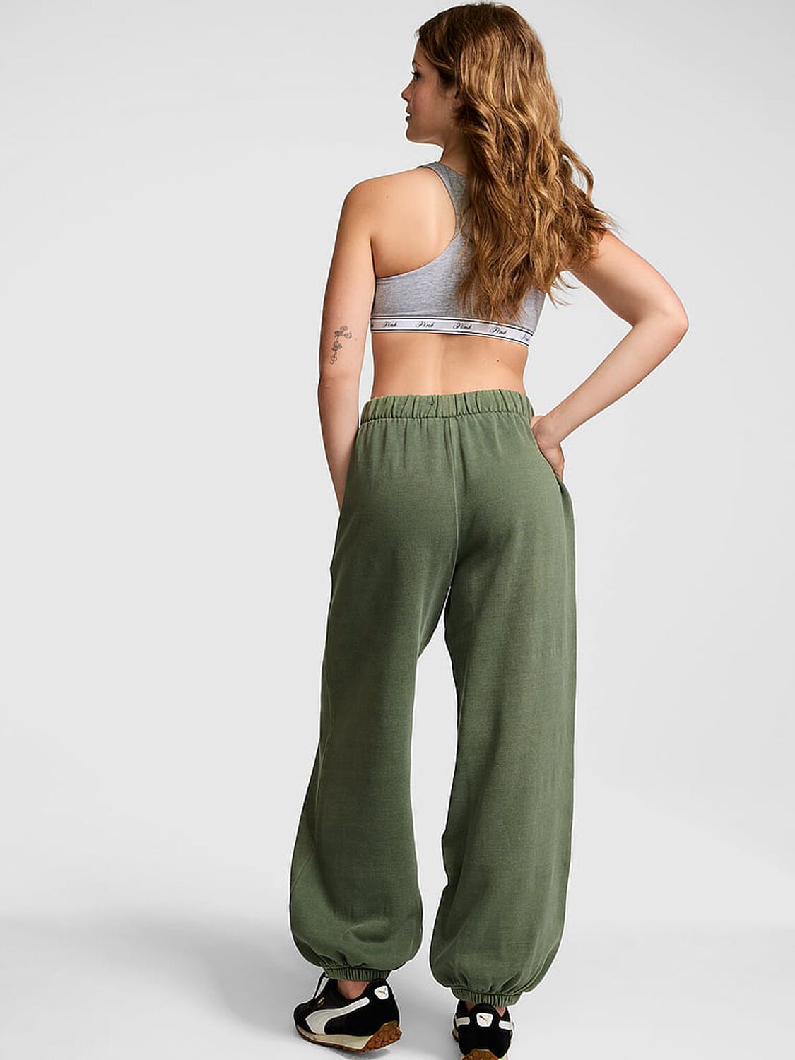 vs Pink Ivy Fleece Oversized Sweatpants Wild Thyme 2 of 4 