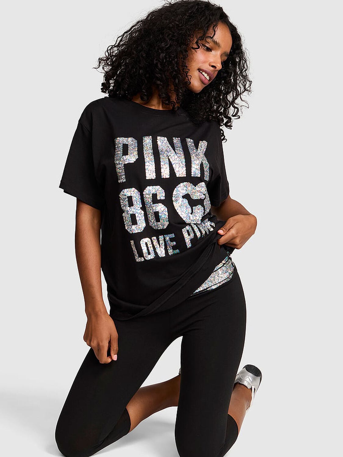 vs Pink Campus Cotton&trade; Tee Black 1 of 2 