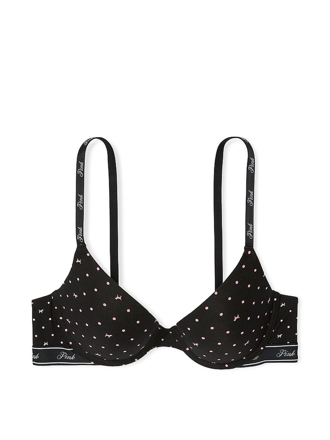 vs Pink Wear Everywhere Wear Everywhere Push-Up Bra Black Dot Dog Print 3 of 3 