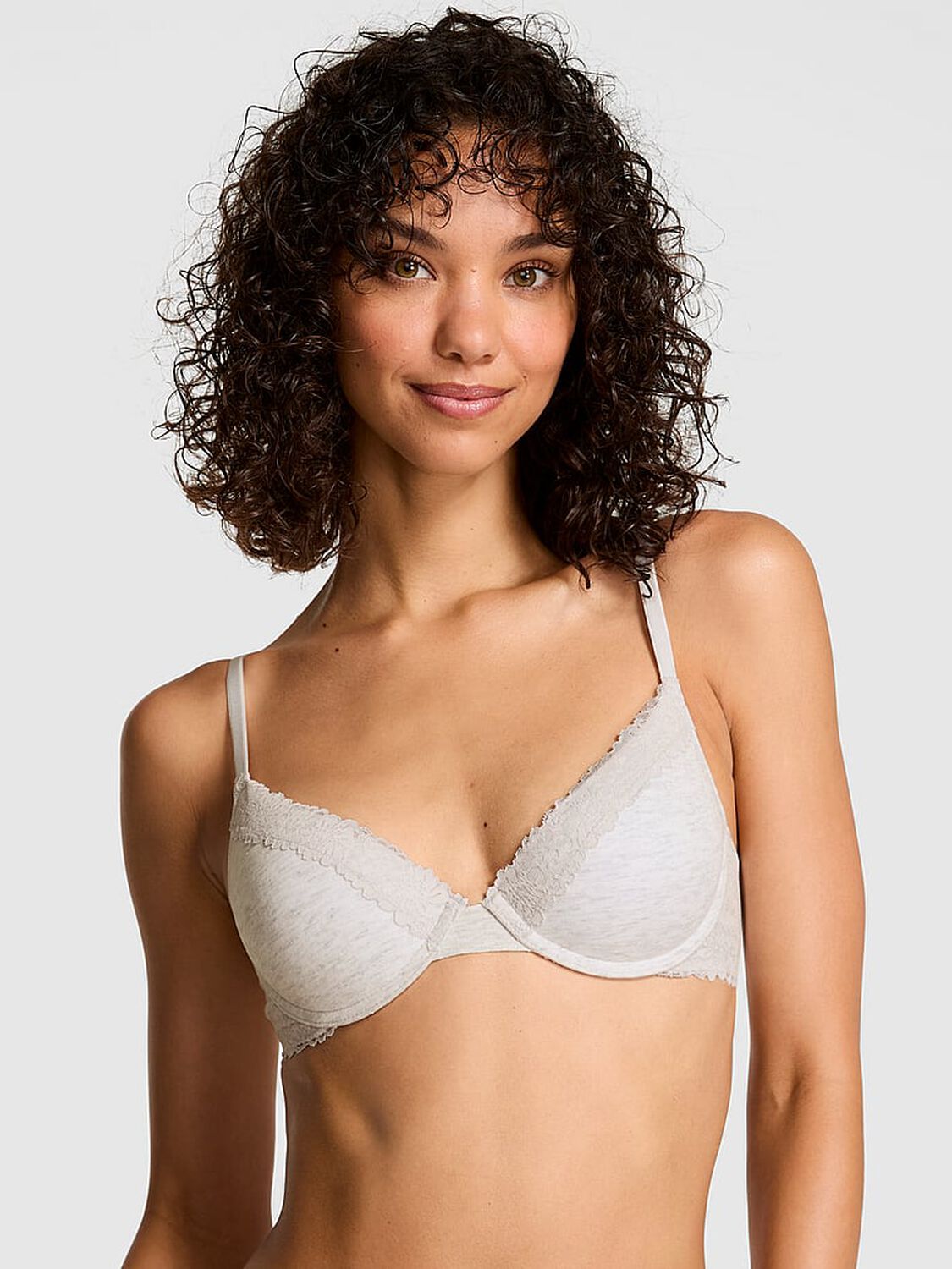vs Pink Wear Everywhere Wear Everywhere Push-Up Bra Vs Snow Heather Silver 1 of 2 