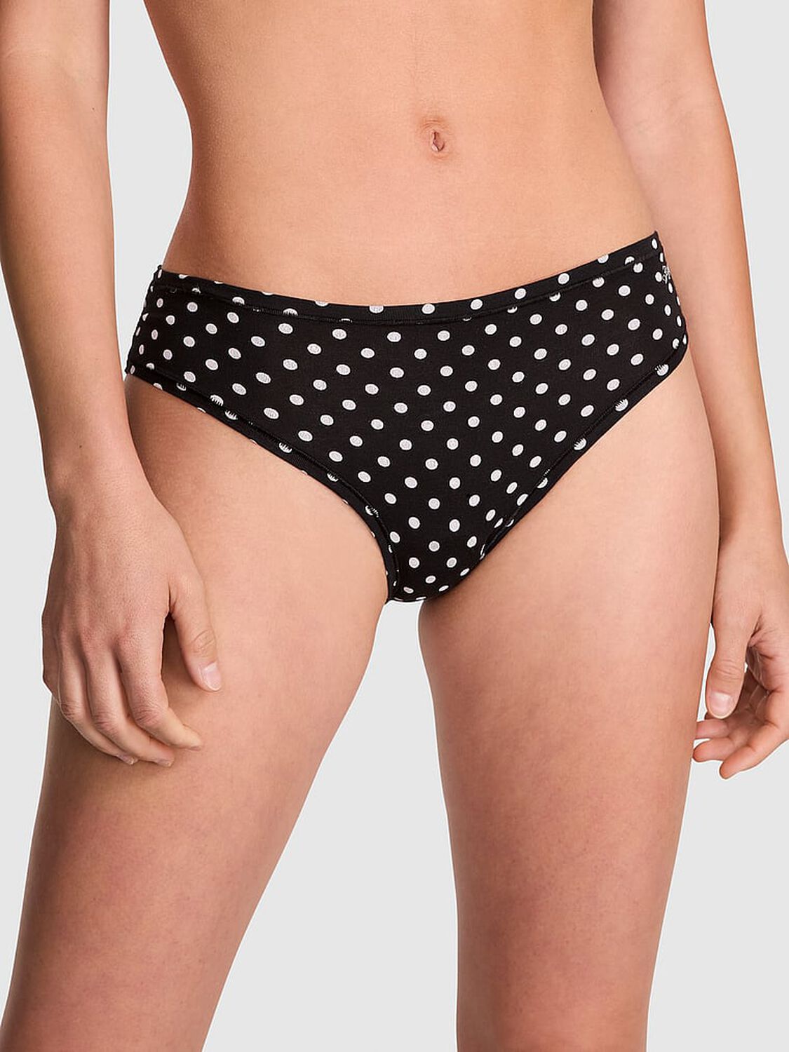 vs Pink Cotton Cheeky Panty Black White Dot Print 1 of 3 