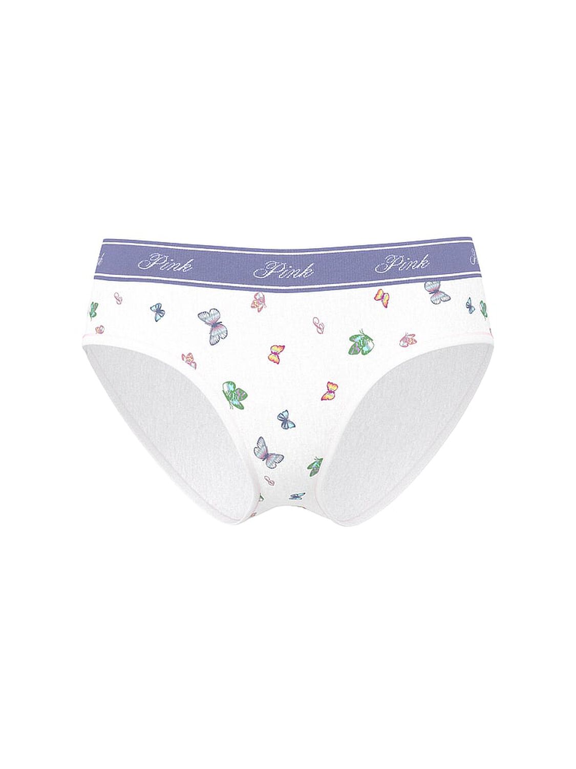 vs Pink Logo Cotton Hiphugger Panty White Multi Color Butterfly Print 3 of 3 