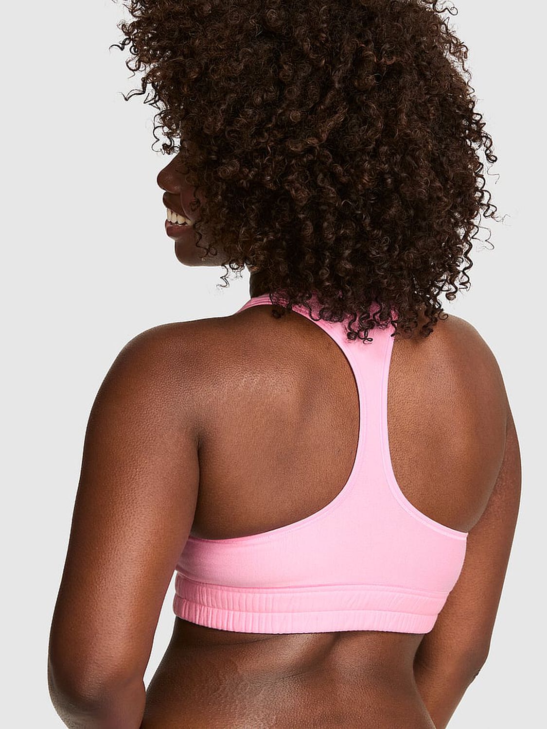 vs Pink Cotton Dorm Fleece Unlined Racerback Bralette Pink Lollipop With Logo 2 of 3 