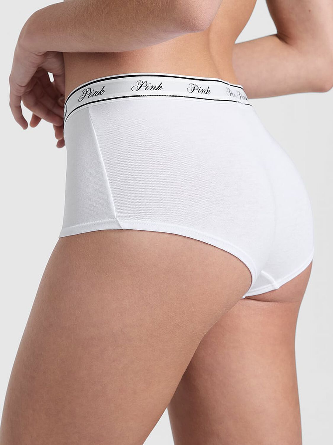 vs Pink Logo Cotton Shine Boyshort Panty Vs White 2 of 3 