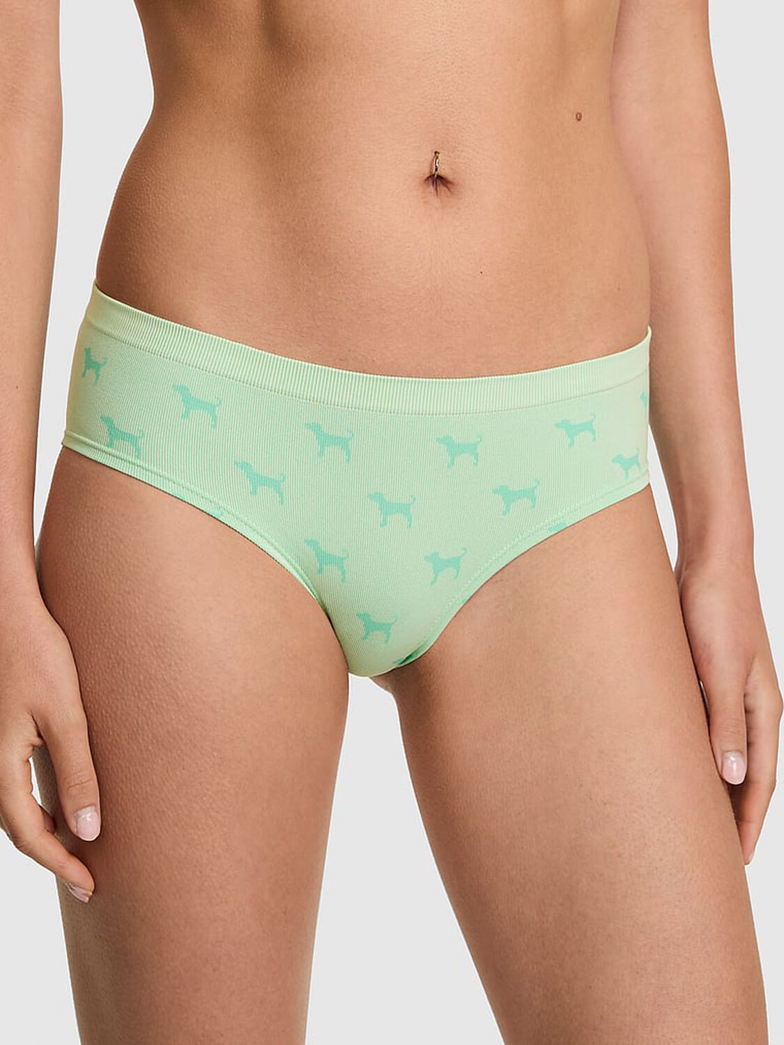 vs Pink Seamless Hiphugger Panty Mint Dog Print 1 of 3 