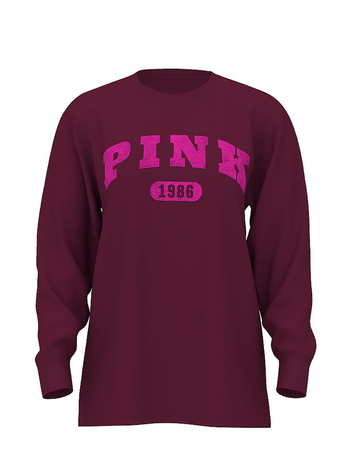 vs Pink Campus Cotton Long-Sleeve Tee Wild Rose Core Logo 1 of 2 