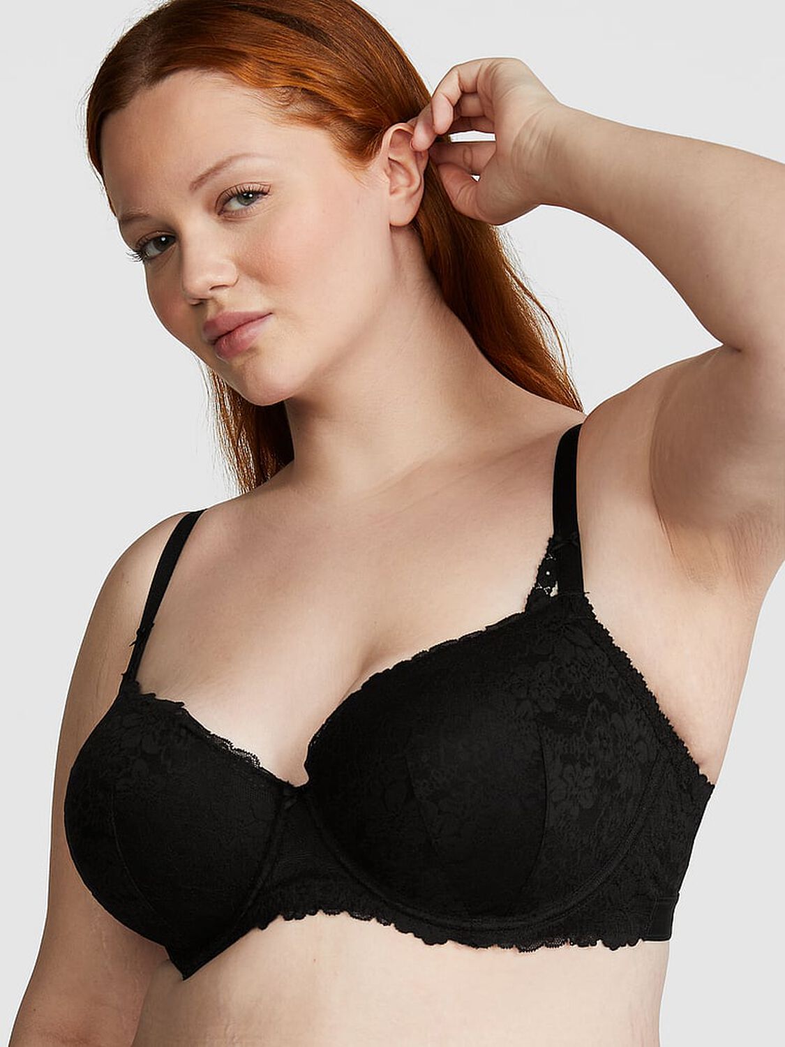 vs Pink Wink Push-Up Balconette Bra Pure Black 1 of 4 