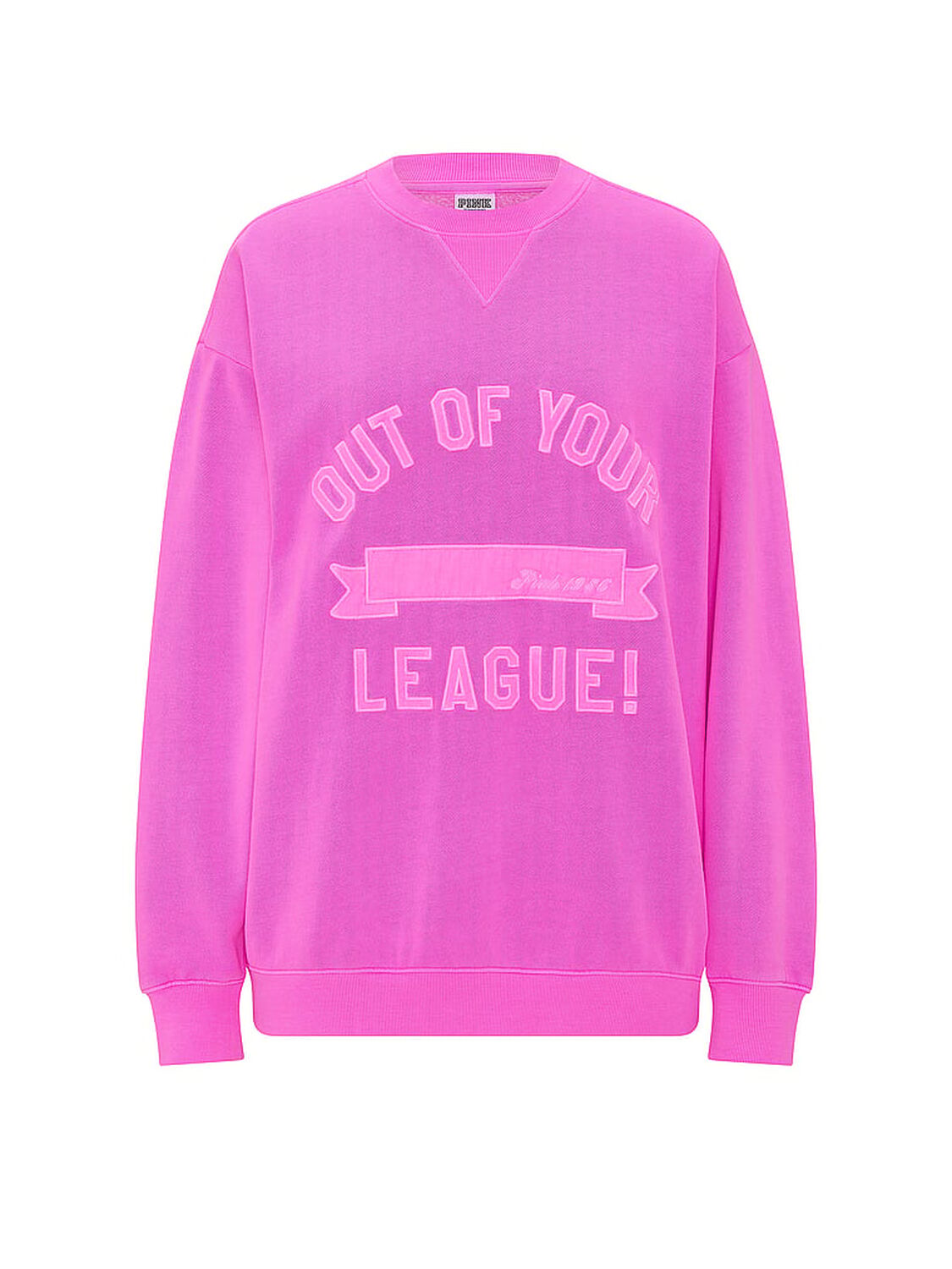 vs Pink Campus Fleece&trade; Oversized Crew Sweatshirt Pink Berry 3 of 3 