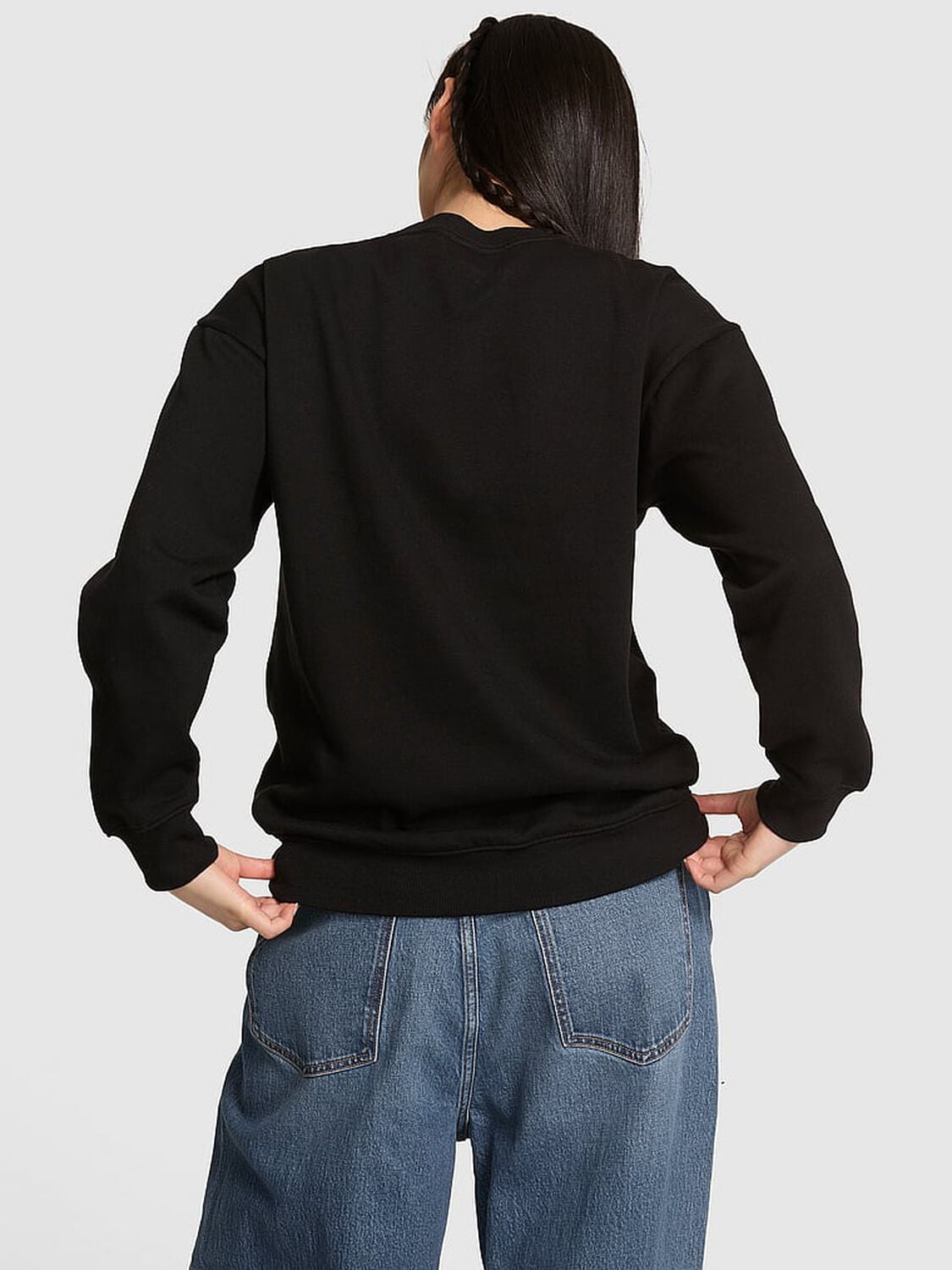 vs Pink Campus Fleece&trade; Oversized Crew Sweatshirt Pure Black Vday 2 of 4 