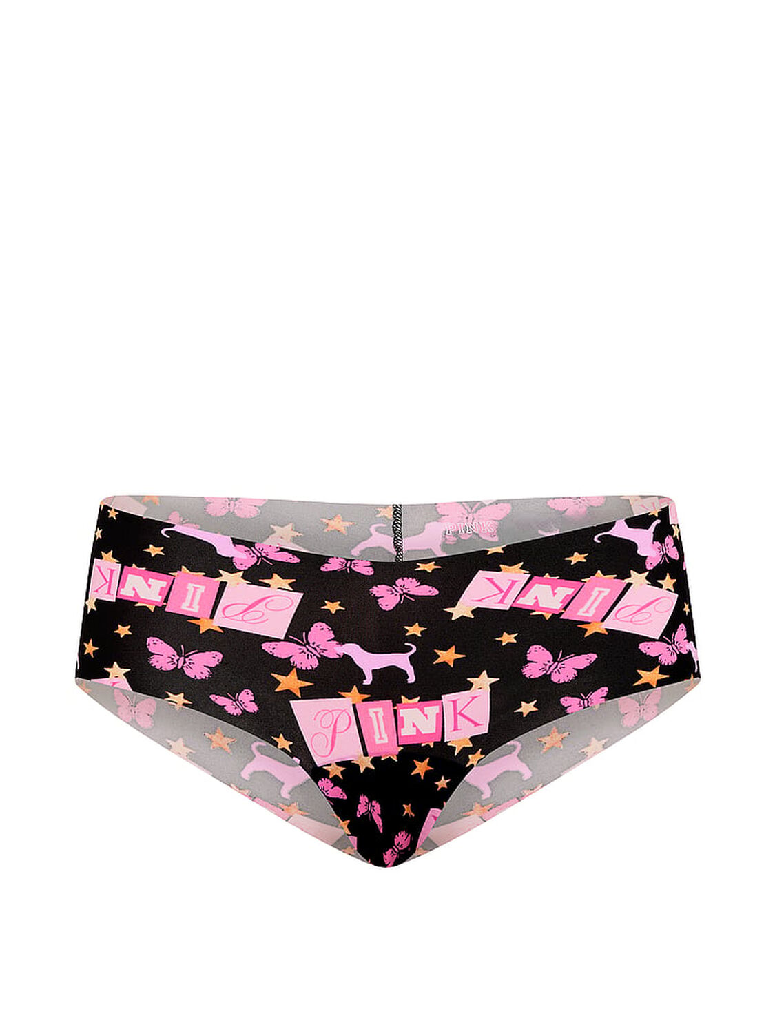 vs Pink No-Show Cheeky Panty Black Pink Butterfly Dog 3 of 3 