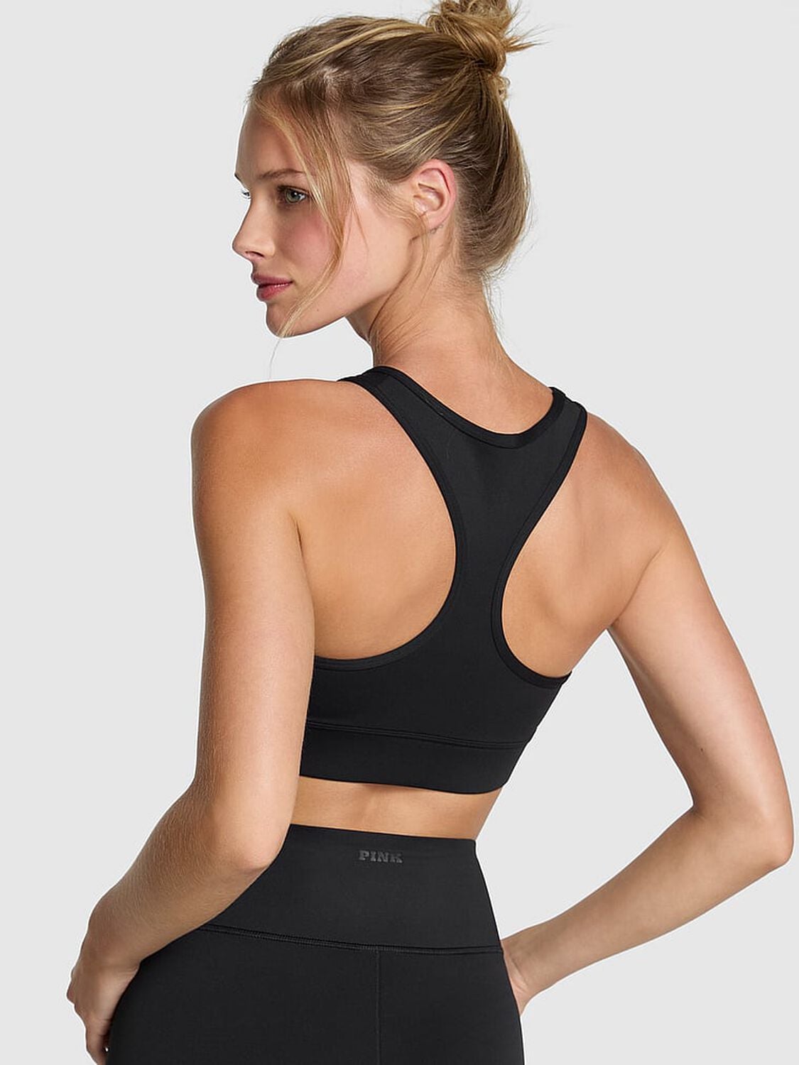 vs Pink Relay Racerback Sports Bra Pure Black 2 of 2 