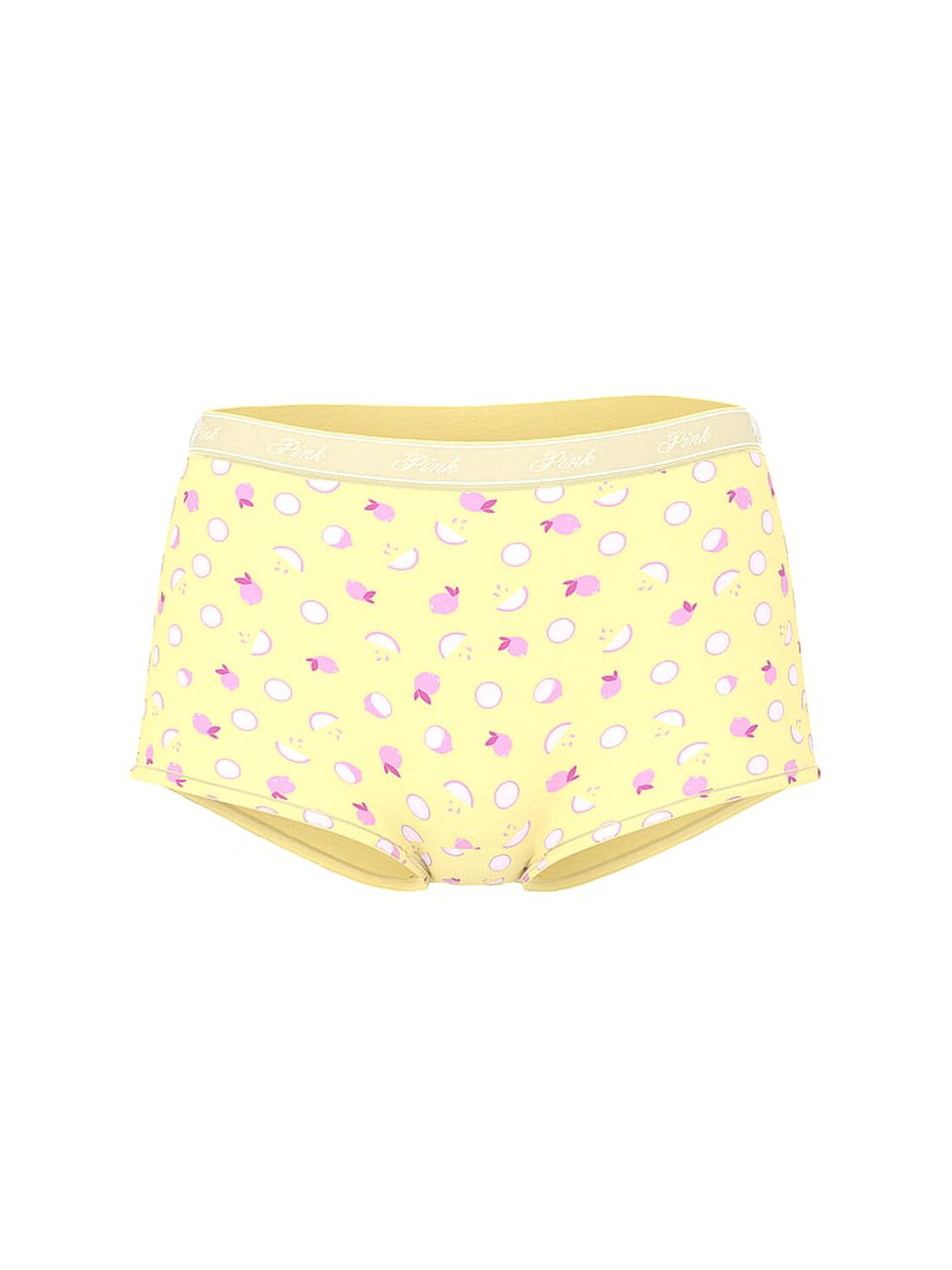 vs Pink Logo Cotton Shine Boyshort Panty Mellow Yellow Lemon Print 3 of 3 