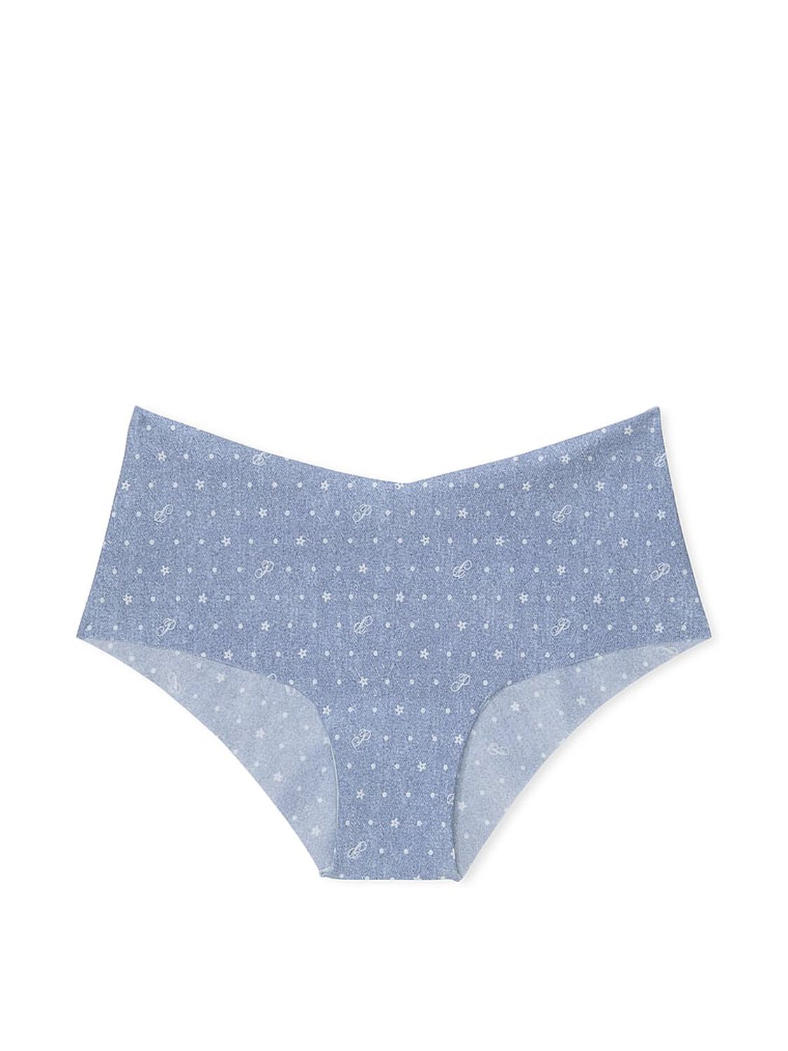 vs Pink No-Show Cheeky Panty Blue Dancer P Script Dot Print 3 of 3 