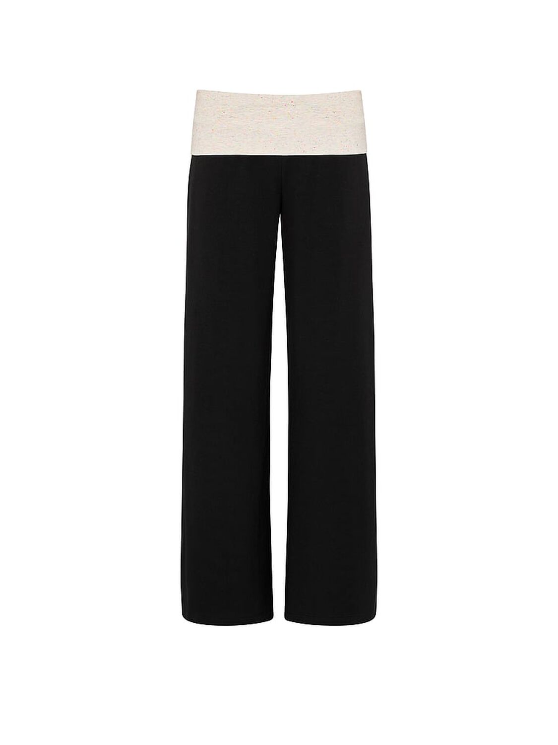 vs Pink All-Day Cotton&trade; Foldover Wide-Leg Pants Pure Black Heather Confetti 3 of 3 