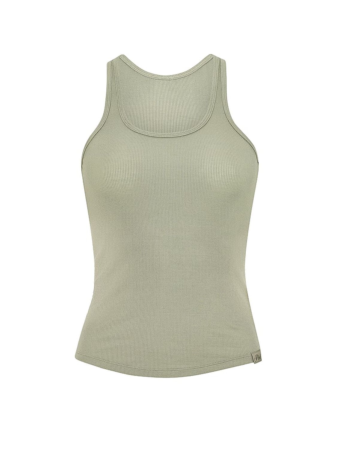 vs Pink Relaxed Rib Boyfriend Tank Top Slate Green 3 of 3 