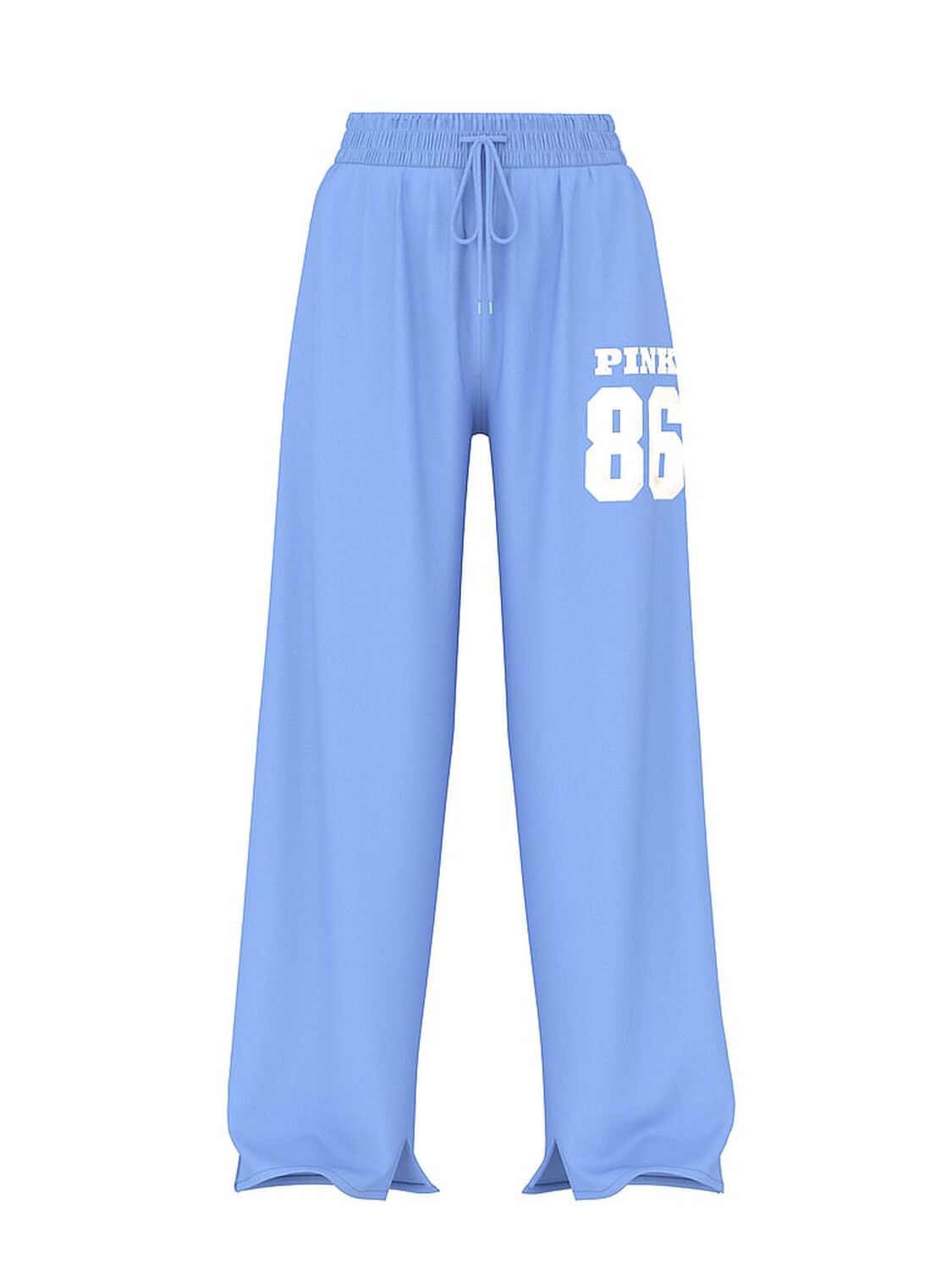 vs Pink Ivy Fleece Wide-Leg Split-Hem Sweatpants Seascape Blue Dip Dye 3 of 4 