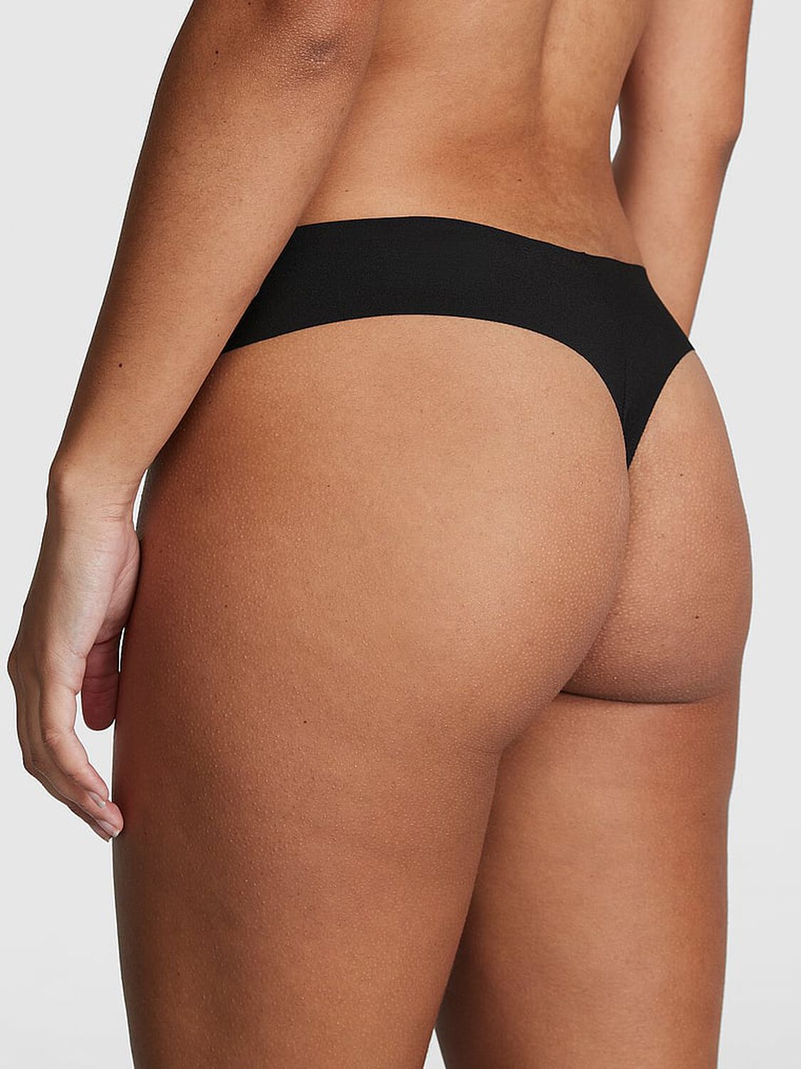 vs Pink No-Show Thong Panty Pure Black 2 of 3 
