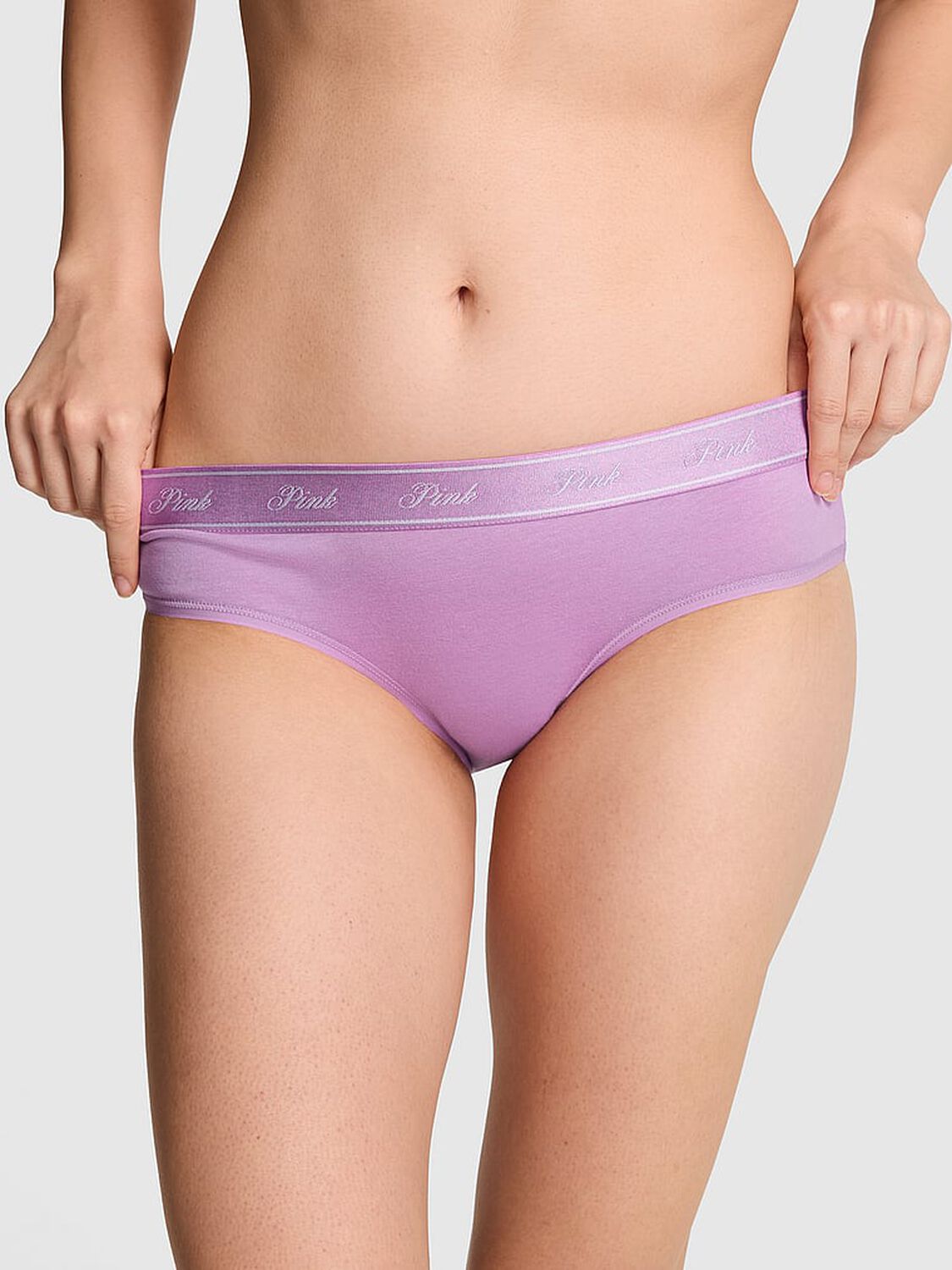 vs Pink Logo Cotton Hiphugger Panty Light Lilac "Pink" Floral 1 of 3 