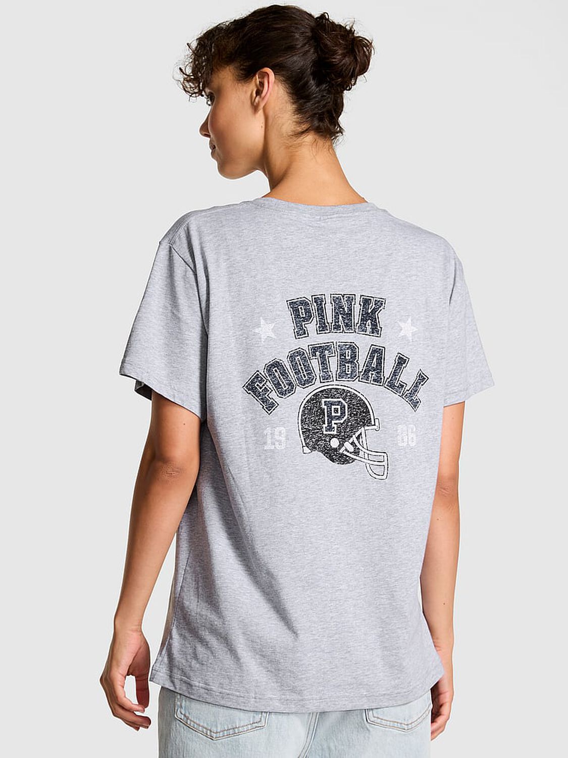 vs Pink Campus Cotton Tee Vs Med Htr Grey Gameday 2 of 2 