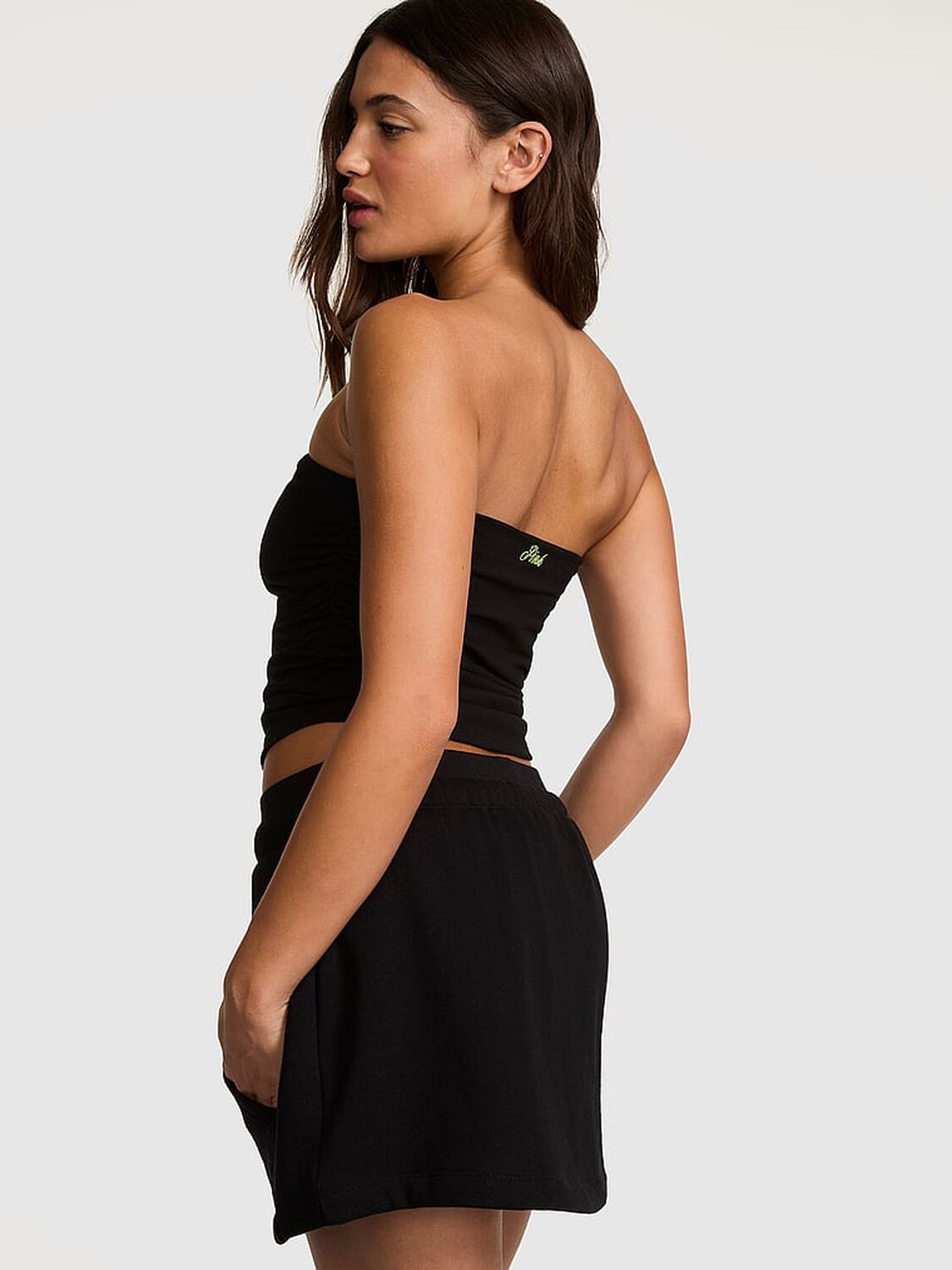 vs Pink Campus Fleece&trade; Front-Pocket Skort Pure Black 2 of 3 