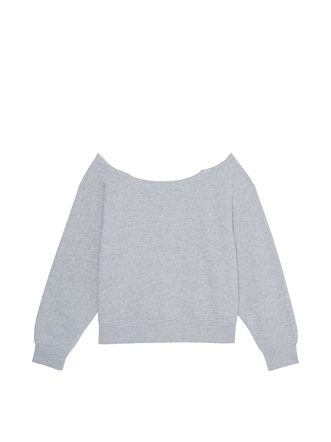 vs Pink Ivy Fleece Off-The-Shoulder Sweatshirt Medium Heather Grey 3 of 3 