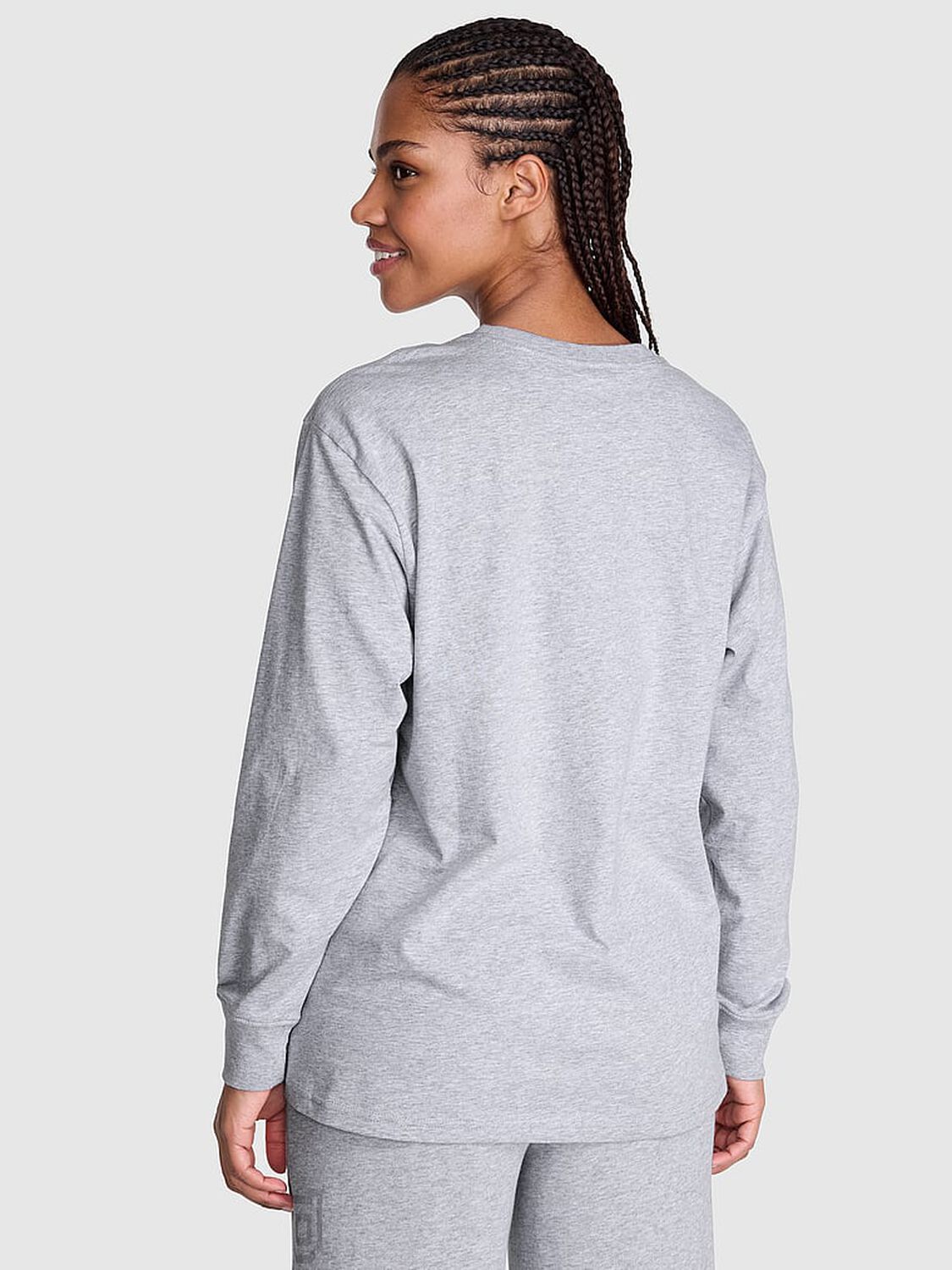 vs Pink Campus Cotton&trade; Long-Sleeve Tee Medium Heather Grey 2 of 3 