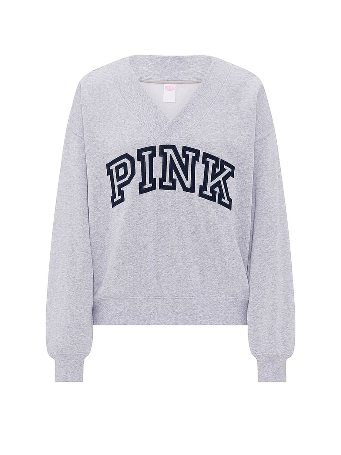 vs Pink Campus Fleece&trade; V-Neck Sweatshirt Heather Grey 3 of 4 