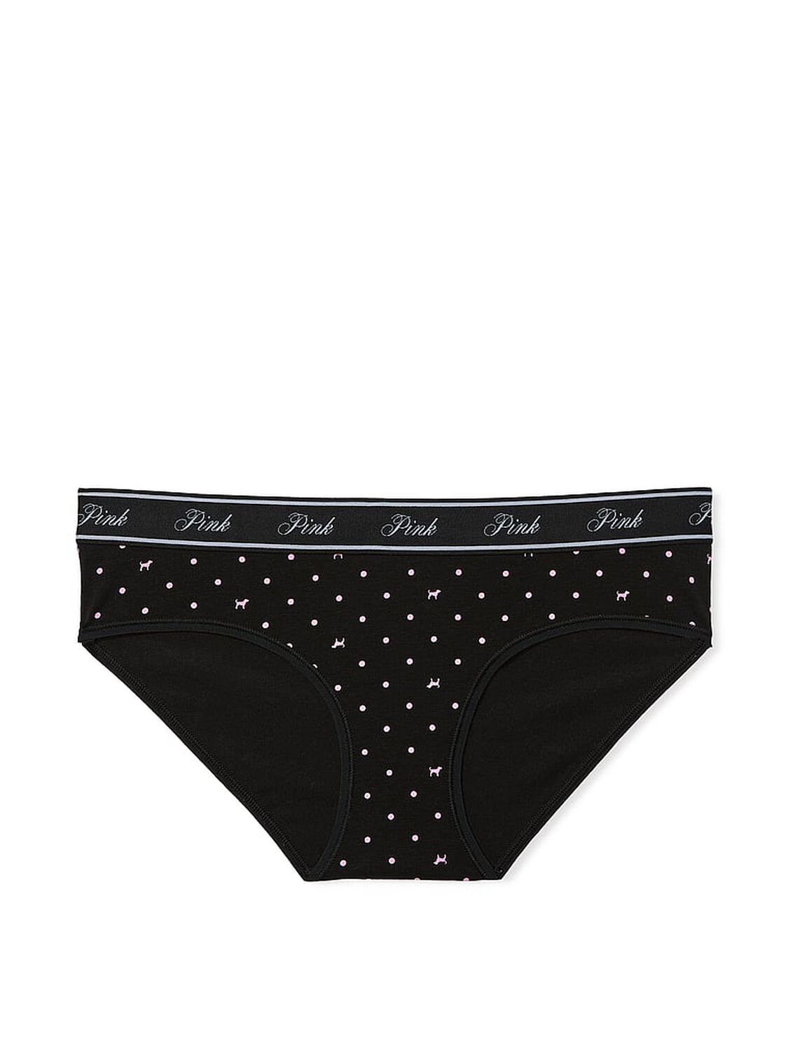 vs Pink Logo Cotton Hiphugger Panty Black Dot Dog Print 3 of 4 