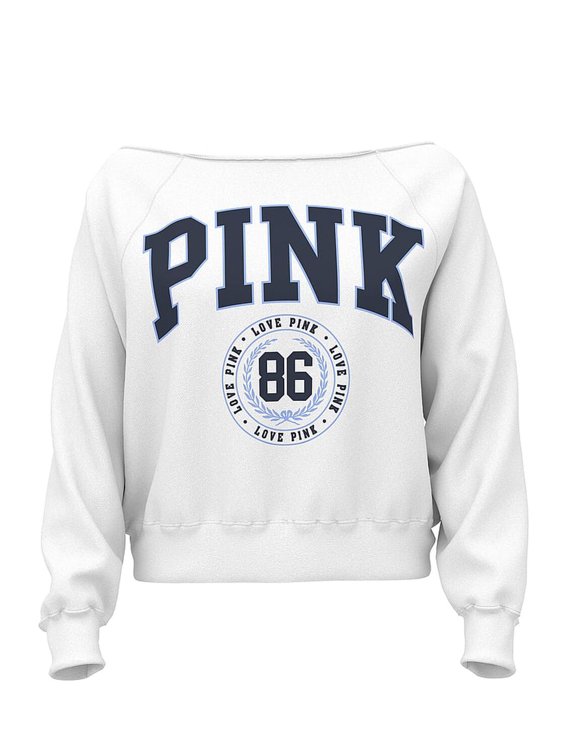 vs Pink Ivy Fleece Off-The-Shoulder Sweatshirt Limited Edition Varsity Blue & White 3 of 3 