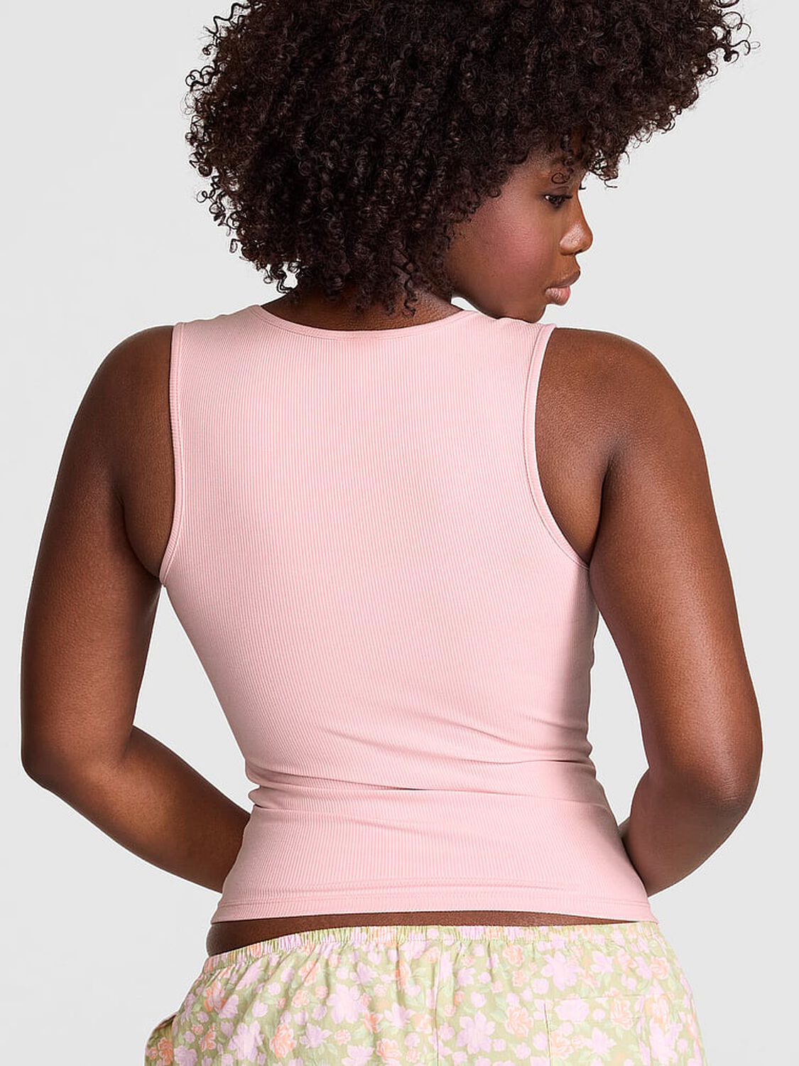 vs Pink All-Day Soft Rib Square-Neck Tank Top Dollhouse 2 of 3 
