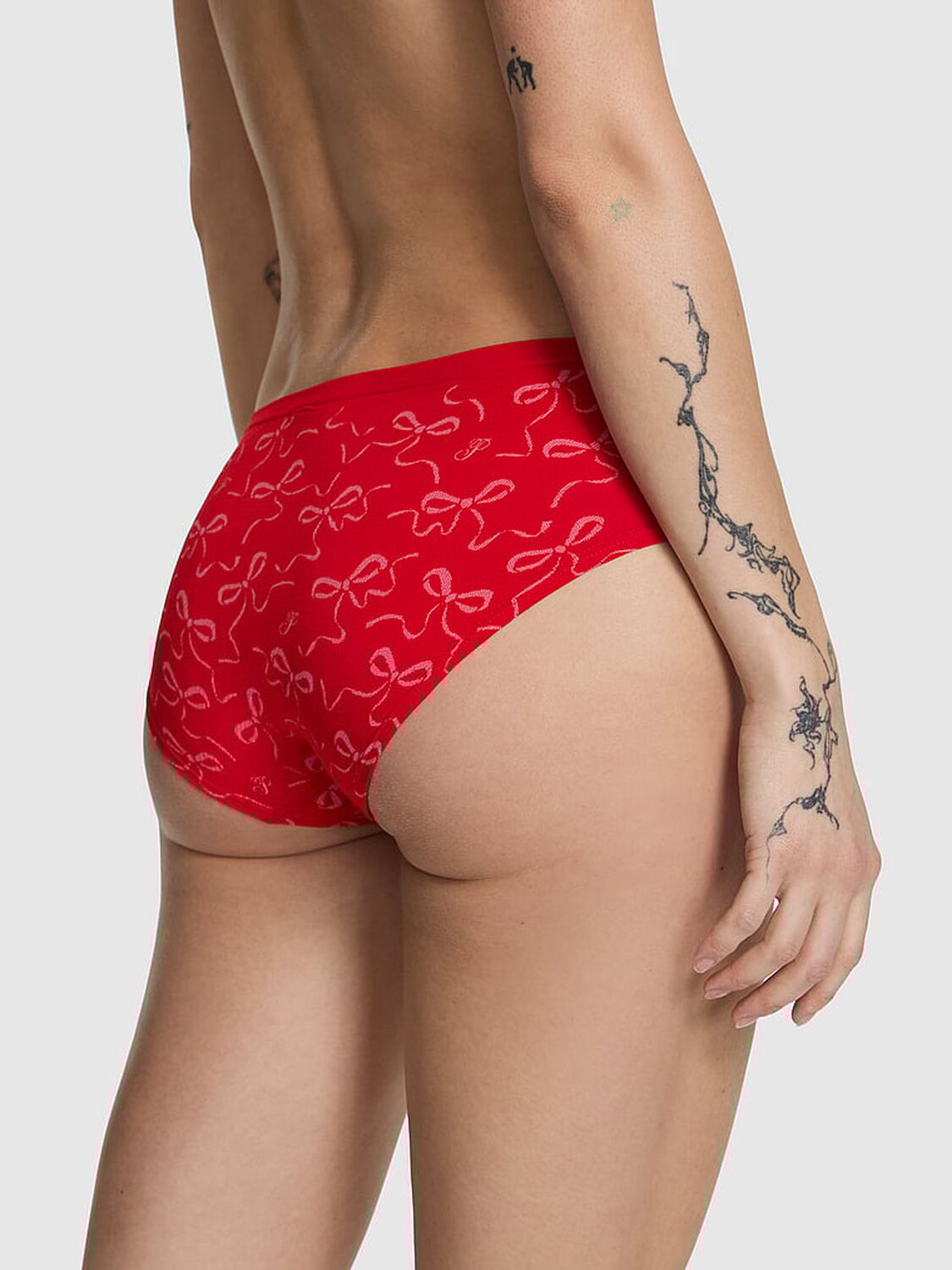 vs Pink Seamless Hiphugger Panty Bright Vermillion Bow Print 2 of 3 