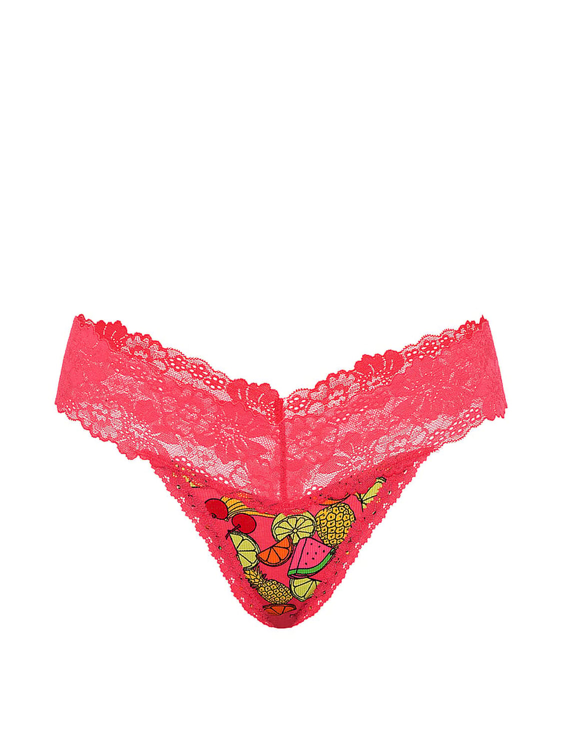 vs Pink PINK Wink&trade; Lace-Trim Thong Panty Candy Pink Fruit Print 3 of 3 