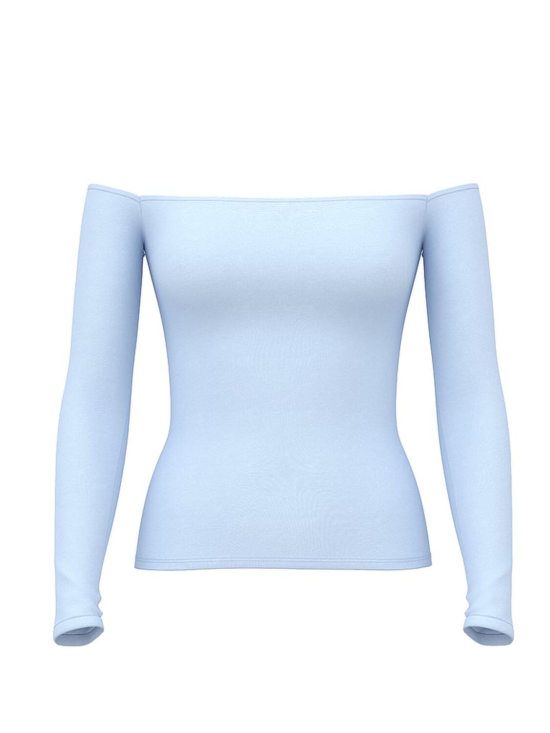 vs Pink Base Stretch Off-The-Shoulder Long-Sleeve Top Icy Blue 3 of 3 
