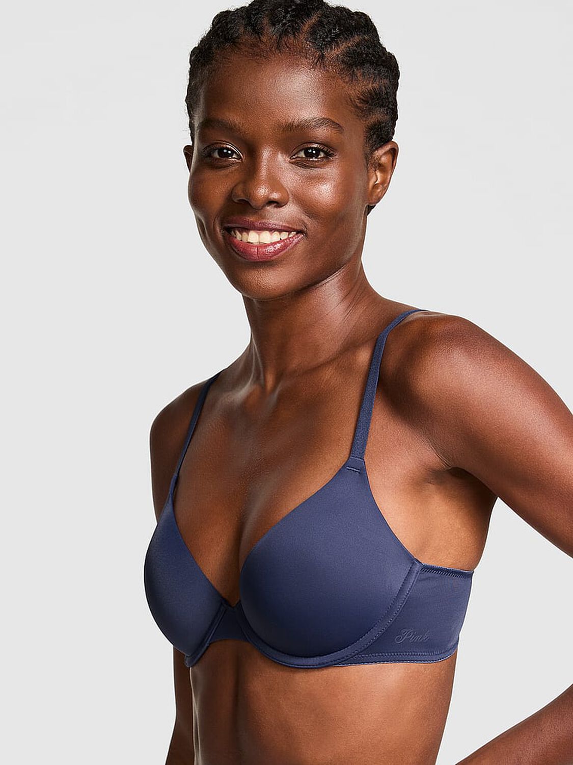 vs Pink Wear Everywhere Wear Everywhere Lightly Lined T-Shirt Bra Midnight Navy 1 of 3 