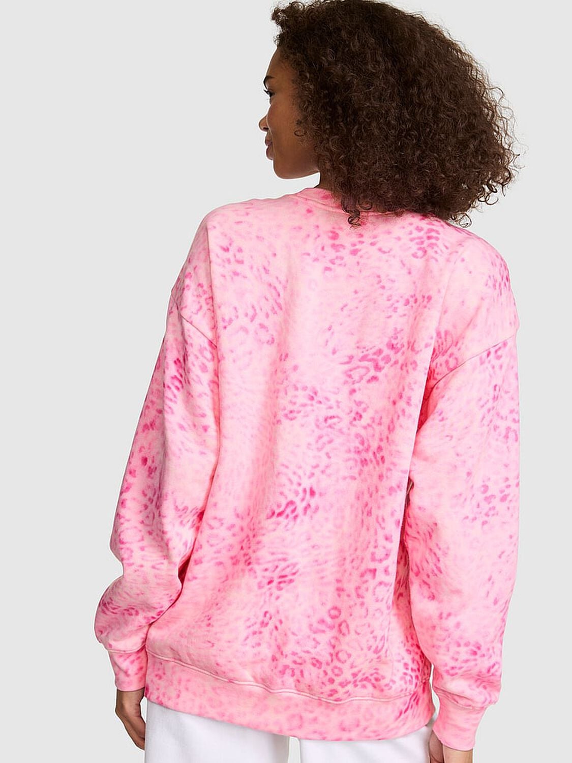 vs Pink Campus Fleece&trade; Oversized Crew Sweatshirt Pink Leopard 2 of 3 