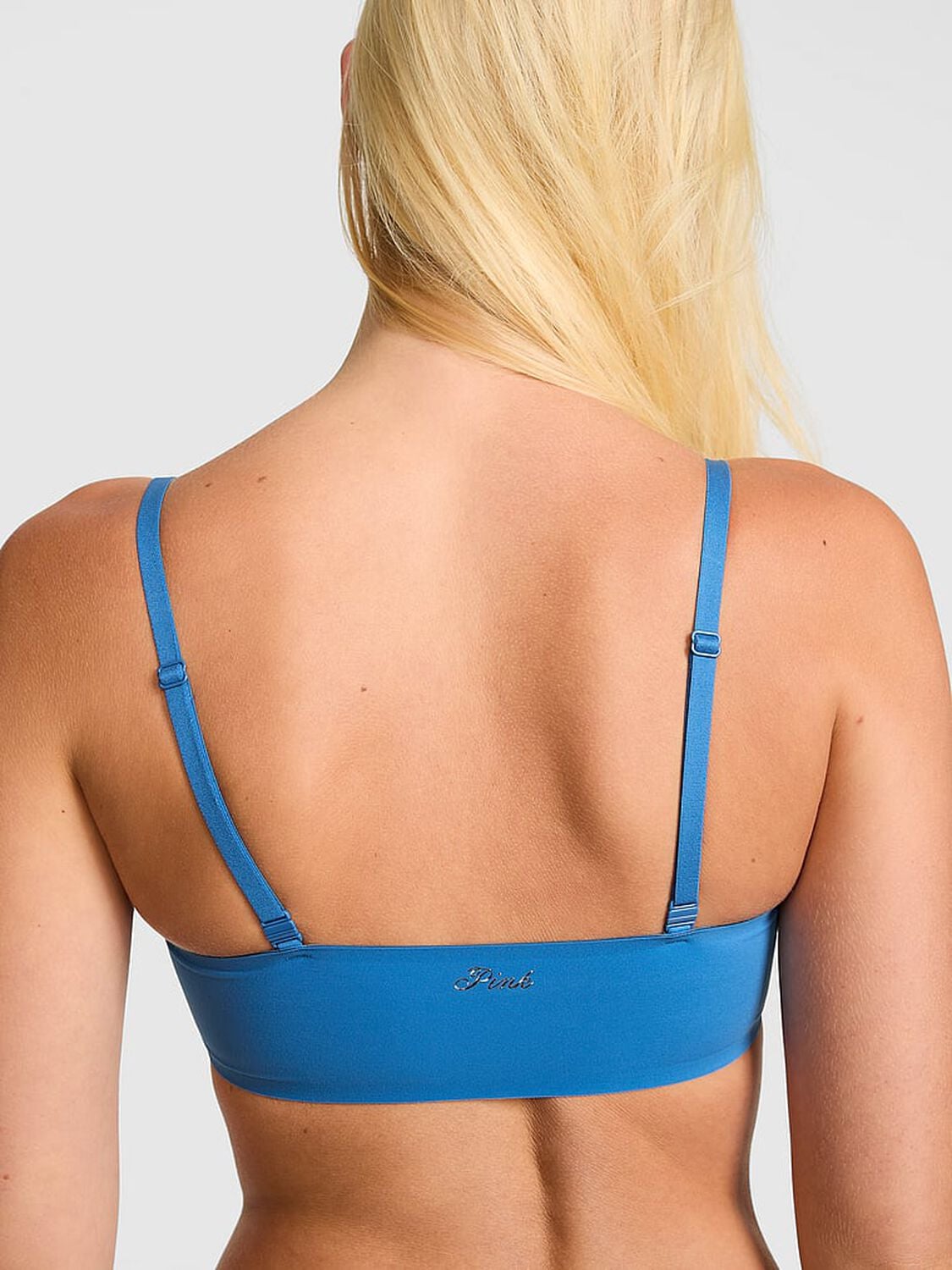 vs Pink Marshmallow Lightly Lined Wireless Comfy Bra Varsity Blue 2 of 3 