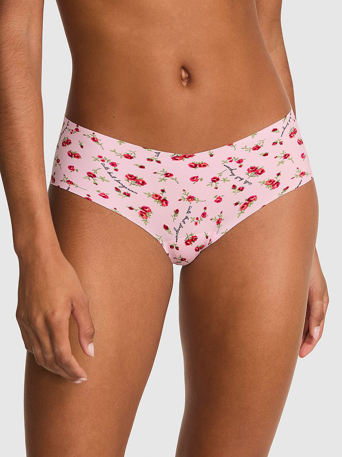 vs Pink No-Show Cheeky Panty Pink Tulip Cute But Dangerous Print 1 of 3 