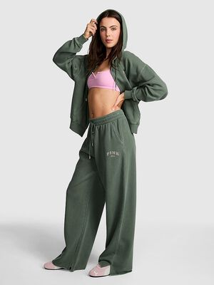 Ivy Fleece Wide-Leg Split-Hem Sweatpants