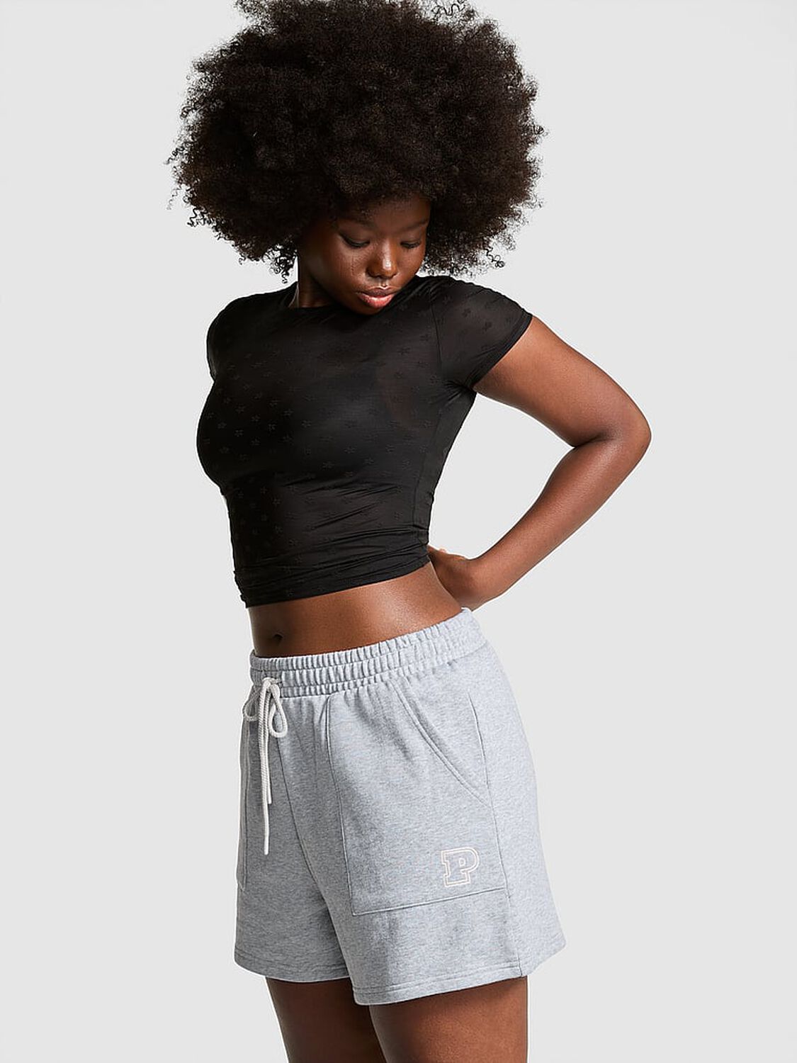 vs Pink Ivy Fleece Classic Shorts Medium Heather Grey 2 of 2 
