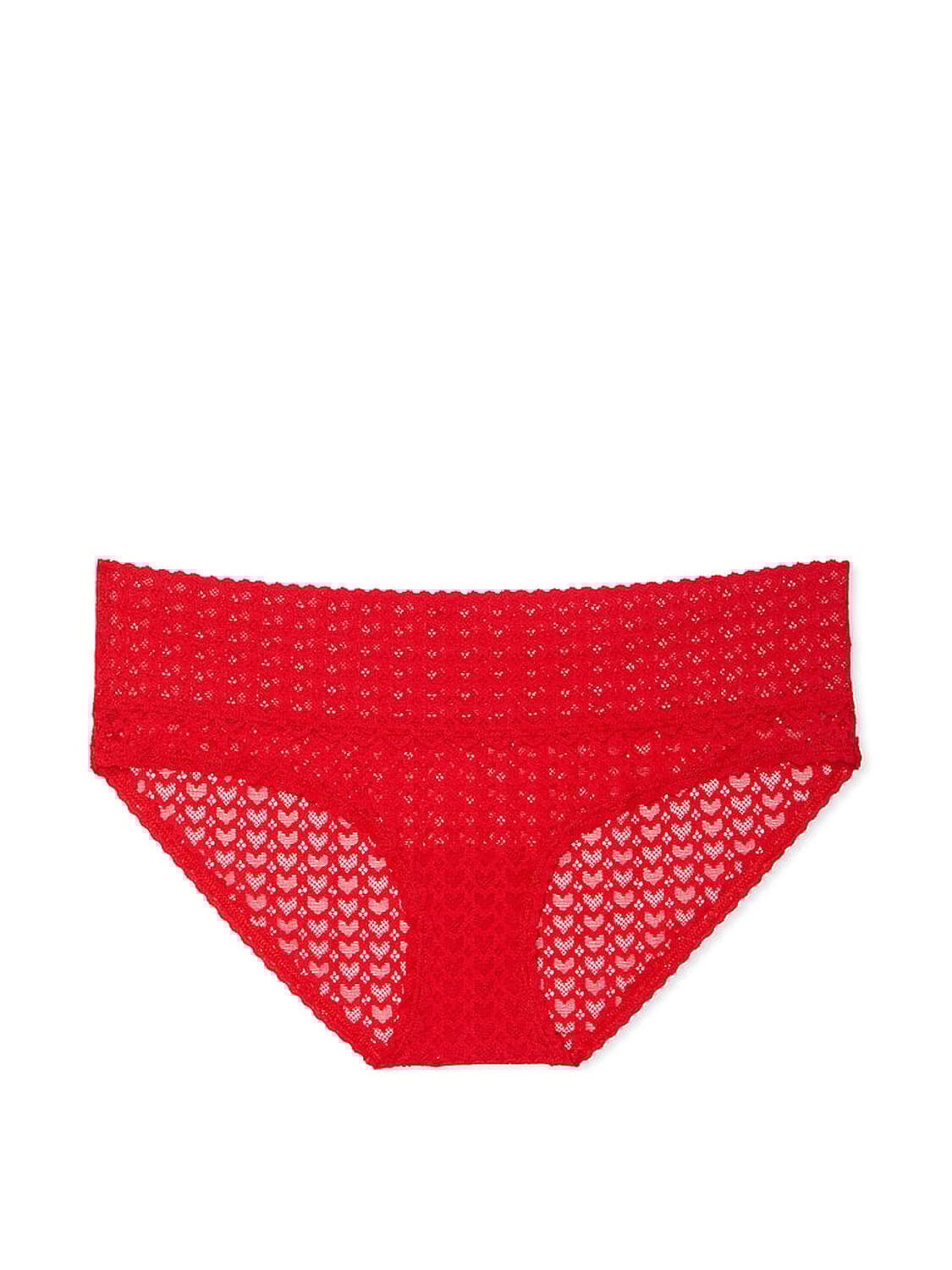 vs Pink Wink Heart Lace Hiphugger Panty Bright Vermillion 1 of 2 