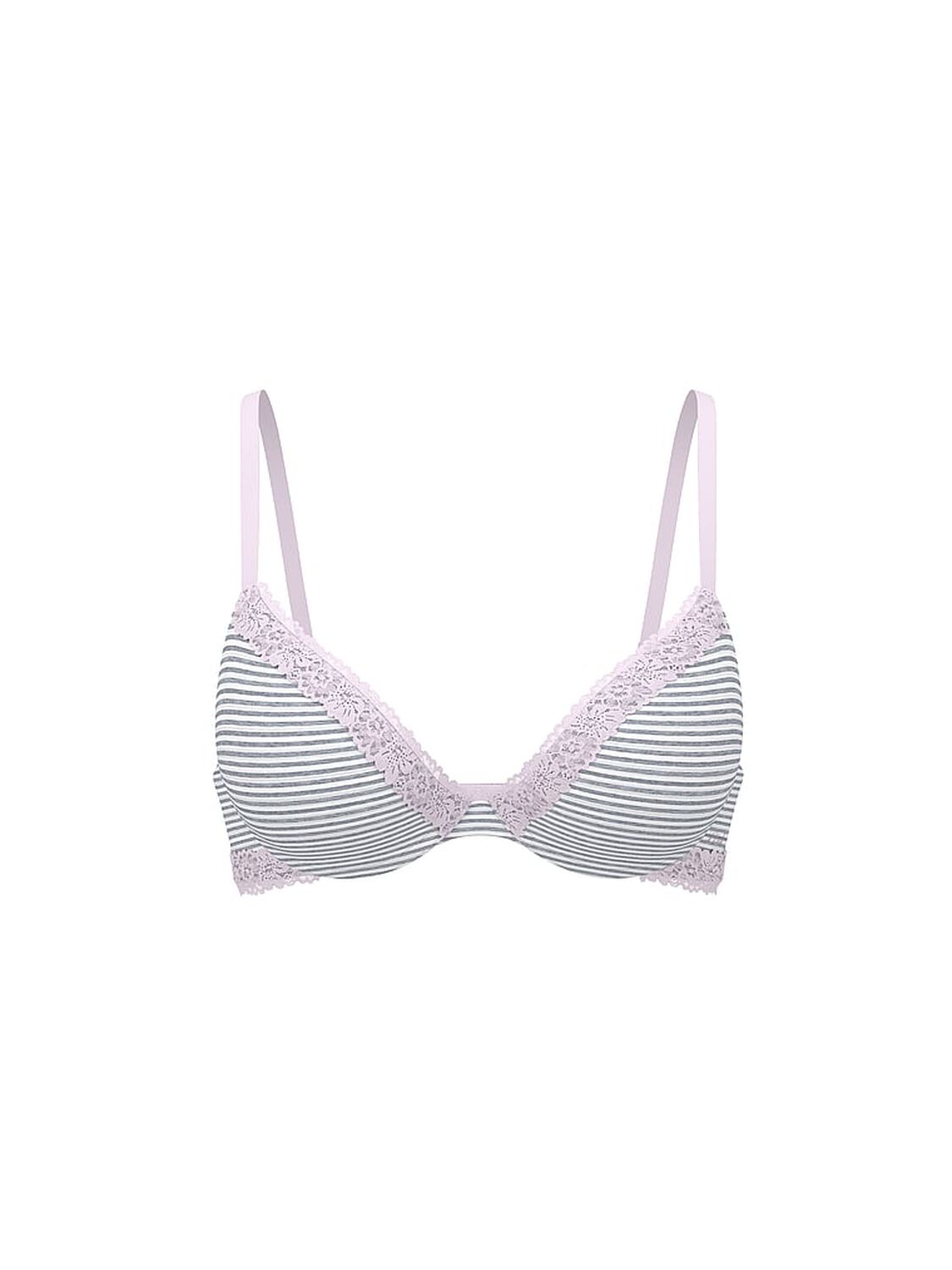 vs Pink Wear Everywhere Wear Everywhere Lightly Lined Full Coverage T-Shirt Bra Medium Heather Grey Stripe 3 of 3 